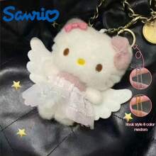 SANRIO 1件裝毛絨包包吊飾，2款天使吊墜附粗花呢蝴蝶結洋裝，背包掛飾，女孩生日情人節禮物 - 彩色 - 查看 4