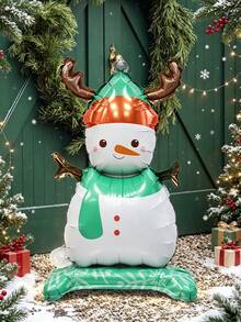 1/3件組聖誕立式鋁箔氣球套組，包含立式小聖誕樹、立式小雪人、立式小聖誕老人，適用於居家聖誕裝飾、商店櫥窗展示、聖誕派對、節日拍照背景 - 彩色 - 查看 4