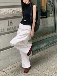 2026 春夏新款女款蝴蝶結裝飾芭蕾平底鞋 - 酒紅色 - 查看 4
