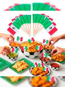 100 Palillos Cocteleros Bandera México Bocadillos Chef Snack, Palillos para Platillos, Anotjos Mexicanos GRUPO CARNAVALLIA - Verde - Ver 2