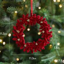 Luxury And Exquisite Red Flocked Christmas Ornament, Christmas Tree Decoration, Snowflake, Reindeer, Bow, Bell Pendant, Christmas Ornament, Christmas Gift. - Multicolor - View 20