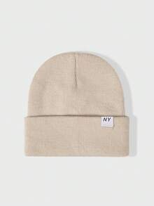 1件中性款 Y2K 風格刺繡 Logo NY 針織毛帽，戶外防寒休閒百搭冬季保暖帽，適合日常通勤 - 針織帽 - 查看 24