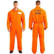 Unisex Prison‑Theme Jumpsuit Costume, Work‑Style Coverall Outfit For Halloween Party Stage Performance Cosplay - Orange - Long Sleeve - View 5