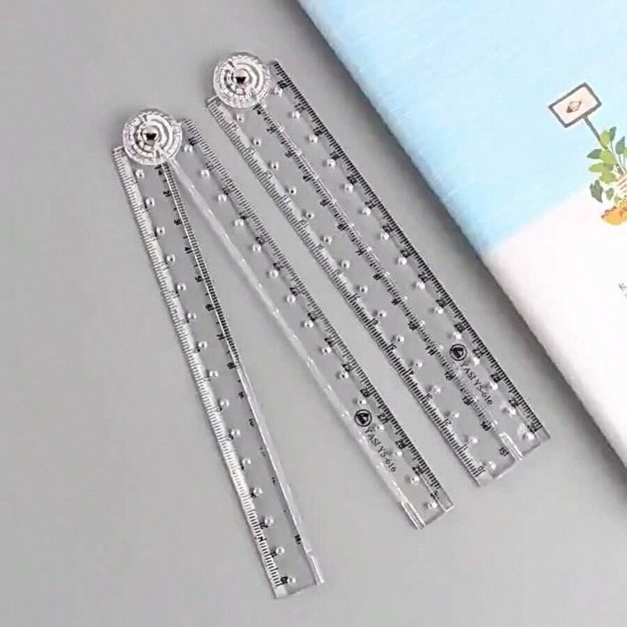 30cm Creative Acrylic Transparent Folding Ruler For Drawing And Measuring, Transparent Design, Minimalist Style, Foldable For Easy Storage And Portability, Student Supplies, Back To School Essential - Transparent - View 1