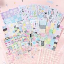 Buku Stiker Potong Bentuk Kawaii Korea, Set Stiker Dekorasi PET & Kertas untuk Jurnal, Scrapbook, Kolase DIY, dan Kerajinan Tangan - A - View 4