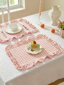 2/6/12/120pcs Plaid Ruffled Napkins, Farmhouse Style Home Kitchen Decor, Reusable Washable Napkins Suitable For Restaurants, Kitchens, Weddings, Bridal Showers, Parties, Dining Table Decoration - Multicolor - View 9
