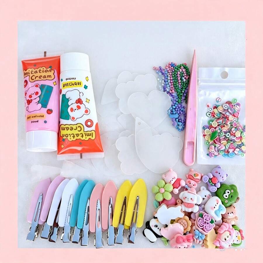 Polymer Clay & Resin Diy Accessories Set For Hairpins, Hairclips, Etc, Gift For Others