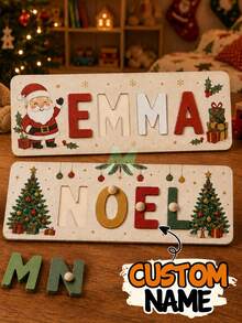 Customized Wooden Christmas Name Puzzle, Personalized Letter Decor Puzzle, Suitable For Fireplace Mantel, Shelf Or Door, Holiday Home Decor, Customized Christmas Name Board Gift, Customizable Letter Decor, Christmas Gift, Gift For Family And Friends, Room Decor - White - View 2