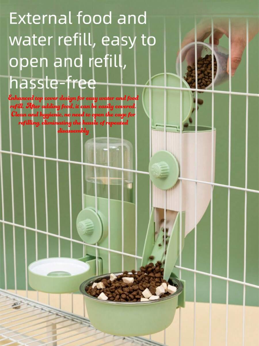 Hanging Automatic Pet Feeder And Water Dispenser For Cats, Small Dogs, Rabbits, Cage-Mounted Feeding Bowl - 500ml - View 1