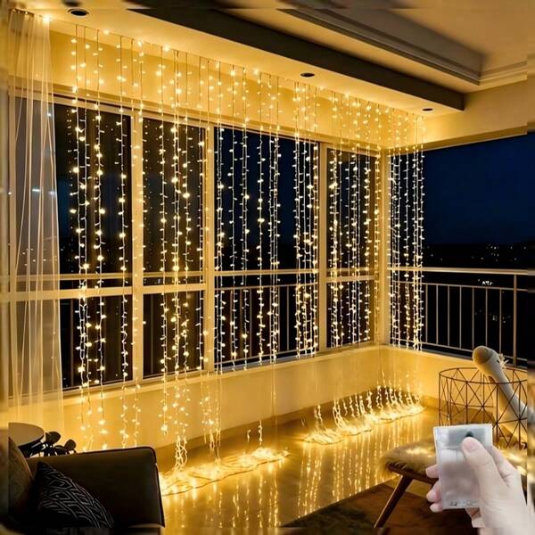 LED Curtain String Lights, 8 Lighting Modes Simulating Starry Sky Twinkle - AA Battery Powered (Batteries Not Included). Suitable For Mother's Day, Valentine's Day, Christmas, Halloween Holiday Light Decorations, Garland Atmosphere Colorful Lights, Home Bedroom Garden Yard Camping Site Stage Background Wall Decoration Hanging Rope Lights, Birthday Wedding Celebration Decoration Fairy String Lights.
