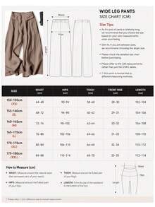 Women's Solid Color Casual Wide Leg Pants With Front Pocket Decor, Commuter Style, Back To School, Autumn - Coffee Brown - View 7