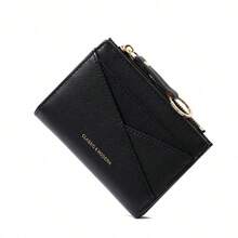 New Women Wallet & Key Chain Asymmetrical Design Ultra-Thin Compact Bifold Zipper Coin Purse For Women Wallet Mini Wallet Purse Wallet Small Wallet Cute Wallet Wristlet Wallet Card Wallet Coin Wallet - Black - View 9
