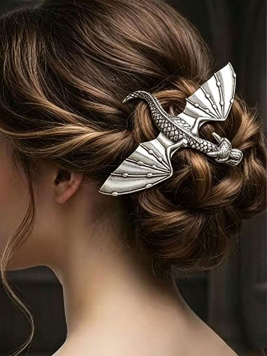 Vintage Viking Dragon Hair Clip Spring Clamp, Fashionable Elegant Women's Retro Nordic Norwegian Style Hair Accessory Gift - Multicolor - View 1