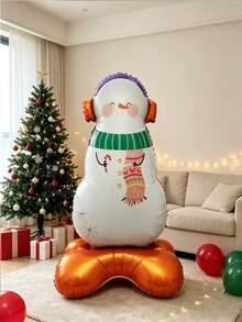 1pc Standing Snowman With Scarf Aluminum Foil Balloon, Christmas Party Indoor Scene Decoration, Photo Prop Holiday Decor - Standing Snowman With Scarf - View 7