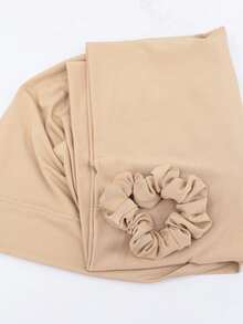(With Hair Band) Women's Solid Color Scarf Hooded Shawl Headscarf Hat, Warm Windproof Elegant Minimalist Versatile Wear, Suitable For Daily And Holiday Use - A - View 7
