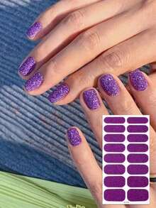 8/6/4/2/1pcs Pink Glitter Self-Adhesive Gel Nail Stickers, Suitable For Women's Home DIY Nail Art Supplies - Multicolor - View 4