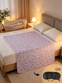 Purple Floral Pattern Waterproof Period Pads (Reusable, Leak-Proof), Waterproof Washable Mattress Protector, Suitable For Women's Menstruation, Urinary Incontinence And Bedwetting, Also Suitable For Adults And Elderly - Multicolor - View 8