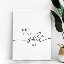 1件裝「Let It Go」牆面裝飾，幽默浴室牆面藝術海報，客用浴室裝飾，馬桶區名言帆布海報，生日畢業禮物 - 彩色 - 查看 2