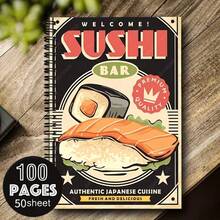 1pc Japanese Sushi Themed Notebook - A5 Lined Journal With Spiral Binding, Horizontal Writing Suitable For School, Office, Japanese Class, Gift For Students & Teachers, Sushi Menu Planner, Cooking Diary, Back-To-School Stationery Essentials - One Book (50 Pages, 100 Pages) - View 13