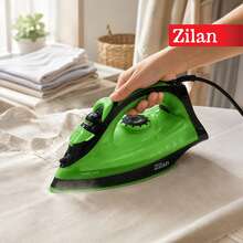 ZILAN ZLN2189 مكواة كهربائية بقاعدة سيراميك، 2200 واط، كي بالبخار والجاف، وظيفة التنظيف الذاتي، أخضر - أخضر - مشاهدة 1