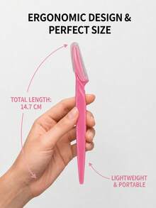 30/20/10/5/1pc Pink Eyebrow Trimmer And Razor Set, Exfoliation And Hair Removal Tool, Body Hair Removal Trimmer And Facial And Set, Long-Handled Blade With Precision Protective Cover, Suitable For Women To Trim Eyebrows When Traveling - Pink - View 3
