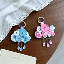 Handmade Button Cloud Keychain, Colorful Dopamine Bag Charm With Beaded Tassel, Cute Creative Pendant For Handbag Backpack Accessories - Multicolor - View 4
