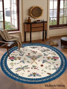 1pc Insect & Floral Print Round Living Room Rug, Suitable For Kitchen, Dining Room, Bedroom, Room Holiday Decor, Indoor/Outdoor, Office, Lobby, Non-Slip Door Mat, Bathroom Rug, Hallway, Study Gaming Area Rug - Multicolor - View 18