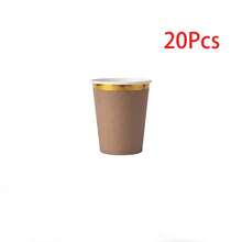 10/20/50/80 Pcs,Neutral Brown Gold Foil Wavy Edge Disposable Tableware,Boho Taupe Scalloped 7 Inch & 9 Inch Paper Plates,Cups And Napkins With Golden Rim,Simple Chic Table Supplies For Tea Party,Family Gathering,BabyShower,Birthday Party,Wedding - Brown - View 15