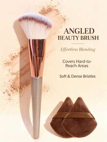 1pc Angled Multi-Function Makeup Brush, Blush Brush, Powder Brush, Contour Brush, Portable Makeup Tool For Beginners - Multicolor - View 1