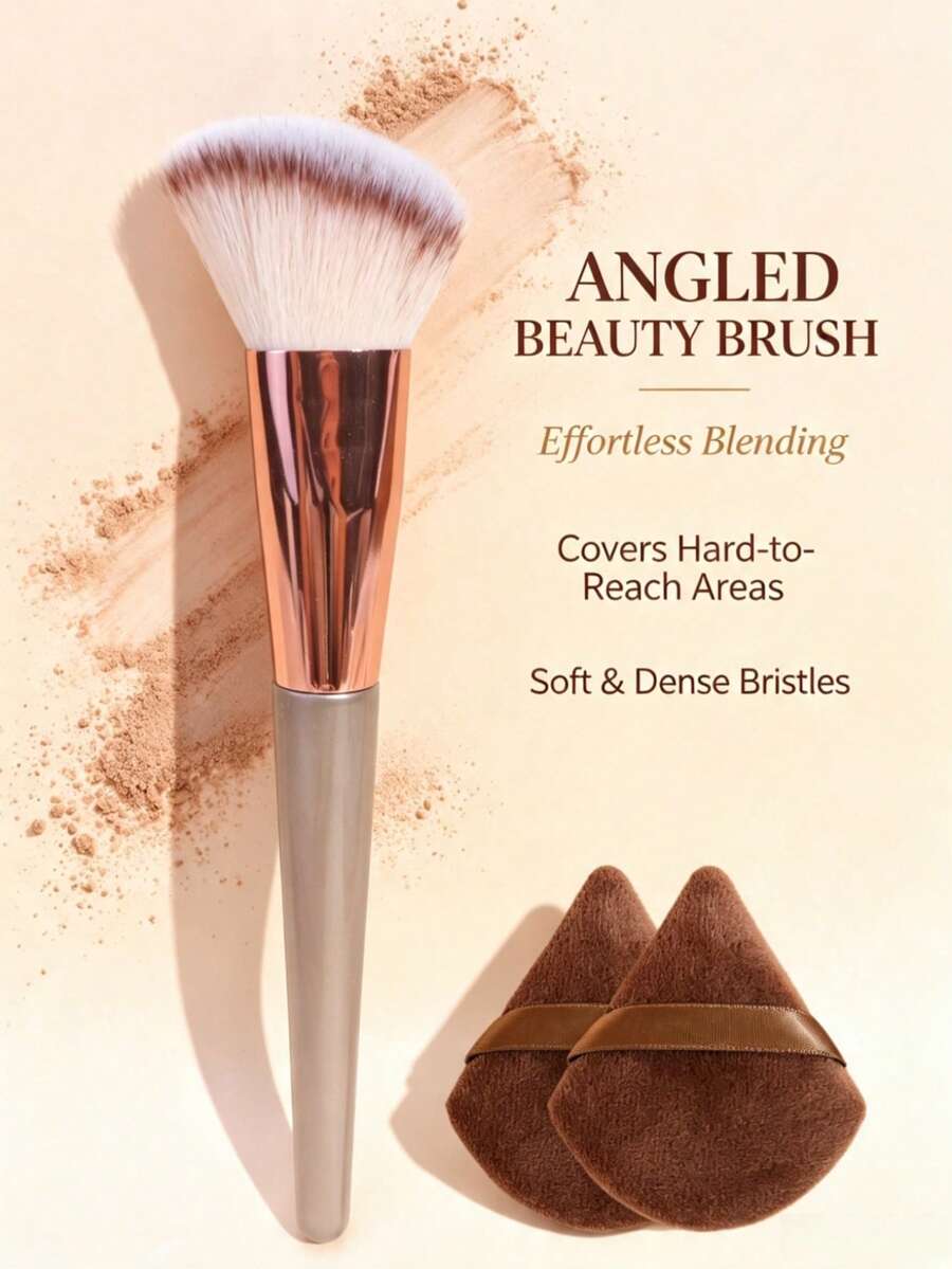 1pc Angled Multi-Function Makeup Brush, Blush Brush, Powder Brush, Contour Brush, Portable Makeup Tool For Beginners - Multicolor - View 1