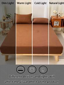Camel Color Brushed Skin-Friendly Soft Comfortable 3 PiecesBed Sheet Set - Rust Brown - View 9