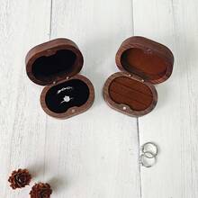 1‑Piece Personalized Oval Ring Box, Custom Walnut Two‑Slot Ring Box, Wedding Gift For Bride And Groom, Anniversary Gift, Engagement And Proposal Ring Box - Multicolor - View 4