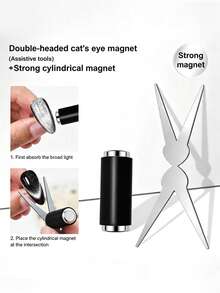 3Pcs Cat Eye Nail Magnet Set, Double-Headed Magnetic Wand & Y-Shaped French Cat Eye Magnet Sheet, Strong Magnetic Nail Art Tool For UV Cat Eye Gel Polish, DIY Manicure Accessory - Multicolor - View 2