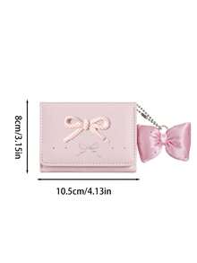 Macaron Color Palette And Bow Embellishments ,Pocket Small Women Wallet Mini Lightweight Minimalist Fashion Women Wallet Wallet Women,Back To School - A - View 11