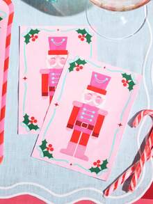 20/40/60pcs Pink & Brown Nutcracker Christmas Paper Napkins, 2-Ply Disposable Christmas Table Napkins, Suitable For Holiday Parties, Christmas Dinner Table Decor - Christmas - View 5