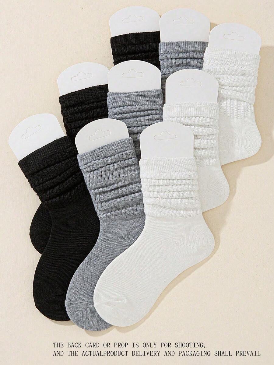 Autumn/Winter 4/6/12/18/30pcs Casual Socks, College Style Design, Comfortable, Suitable For Daily Wear/Back To School/Campus Outfit/Sports Gear/Classroom Scene/New Semester/School Season/Student Essential. Various Sock Styles, Random Color Matching, Meeting Different Style Needs. (1 Pair) - Black and White - View 1