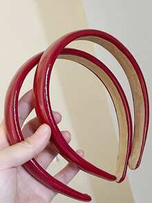 1pc Jam Burgundy Vintage Red PU Glossy Headband, Minimalist French Style Hair Hoop For Women - Multicolor - View 4