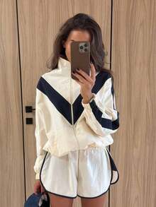 Beautiful Women's Jacket, Women's Spring Jacket, Autumn Jacket, Patchwork Design, Fashionable Versatile, Casual Commute Style, Autumn New Arrival, Elegant Winter Coat - Apricot - View 11