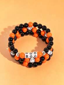3pcs/Set Children's Halloween Creative Soft Clay Ghost Beaded Bracelet Set, Suitable For Daily Wear, Role Play Accessories - Multicolor - View 6