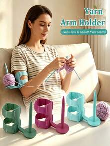 1pc Adjustable Arm-Mounted Yarn Holder, Suitable For Knitting And Crochet, Hands-Free Wrist Yarn Spool Rack With Fixing Strap, Smooth Tension Yarn Guide Tool, 360° Rotatable Anti-Tangle Forearm Yarn Spinner - Multicolor - View 1