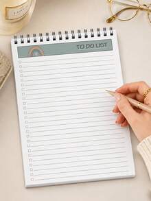 1pc Undated Daily Planner To-Do List Notepad With Checkboxes And Lined Task Area, Minimalist Work Plan Task Tracking, Office Desk Accessory Office Supplies - A5 - View 5