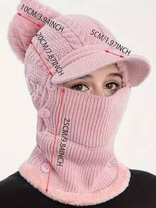1pc Hat & Scarf 2-In-1 Thermal Lined Thickened Warm Headwear, Ideal For Daily Wear, Perfect Gift For Friends - Multicolor - View 5