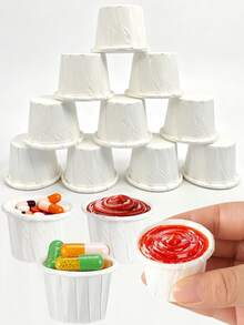 50pcs/100pcs Gelas Mini Putih untuk Mencicipi, Gelas Porsi Kertas, Gelas Jeli, Cocok untuk Saus Tomat, Saus, Obat-obatan, Mencicipi, Sampel, Mengukur, dan Membagi Porsi Makanan Penutup - View 7