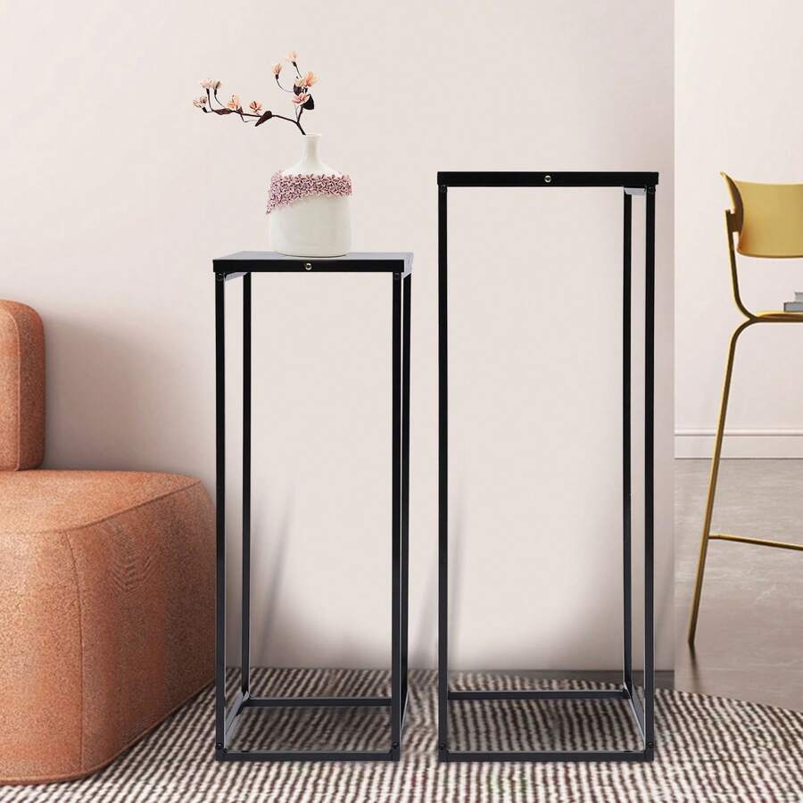 2-Piece Set Of Black Metal Wedding Flower Stands, Rectangular Flower Stands Suitable For Events, Parties And Weddings - Black(2 Pcs) - View 1