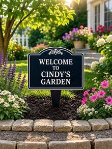 1pc Personalized Metal Yard Sign With Ground Stake, Customized Outdoor Sign, Garden Sign, Address Sign, Suitable For Home, Business And Event Custom Lawn Marker - Multicolor - View 1