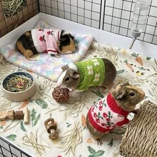 1pc Cute Floral Pattern Knitted Small Pet Sweater, Warm Soft Mini Knitted Outfit, Elastic Pet Winter Clothing, Suitable For Guinea Pig Small Animal Photo Props, Autumn/Winter Small Pet Clothing Accessories, Suitable For 30cm Doll - Multicolor - View 10