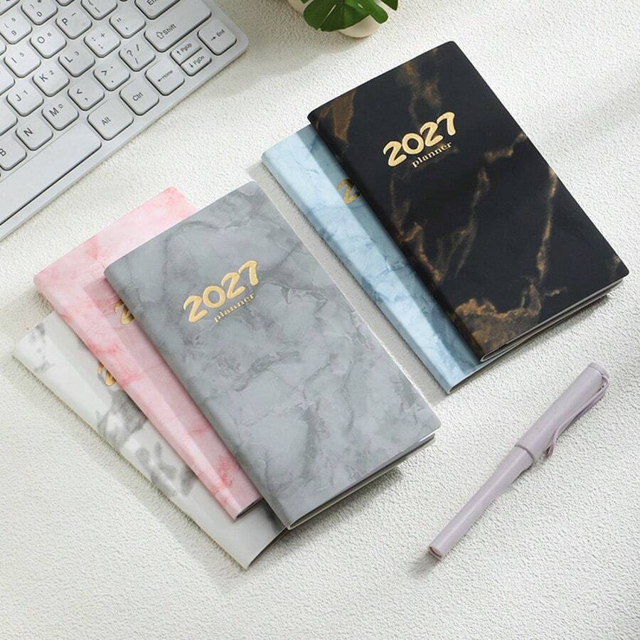 2027 English Weekly Planner A6 Notebook Portable Pocket Planner 365 Efficiency Handbook - Multicolor - View 1
