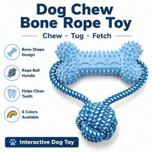 Dog Stuff Puppy Toys Spiky Bone With Rope Knot Ball, Durable Chew Toy, 3-In-1 Teeth Cleaning, Training Toy, Dog Teething And Boredom Relief Toy, Pet Ball Supplies, Dog Balls/Dog Toy/Puppy - Multicolor - View 12