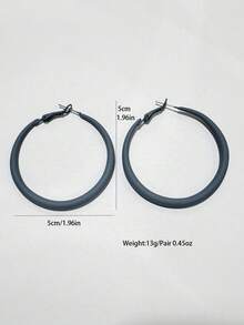1pair European And American Fashionable Simple Style Round Geometric Open Paint Earrings For Women, Gift For Festivals And Daily Wear - Grey - View 4