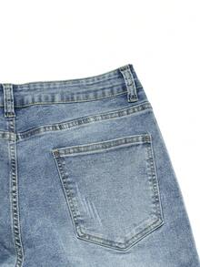 Men's American Style Casual Flared Washed Stretch Denim Jeans - Light Wash - View 5